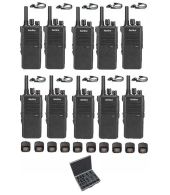 Set van 10 Inrico T522A IP66 4G LTE POC Zello Portofoon K1 2-Pins met D-shape oortje en koffer