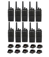 Set van 10 Motorola XT420 UHF IP55 PMR446 Portofoon met laders