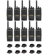 Set van 10 Motorola XT460 IP55 PMR446 Portofoon met tafellader 