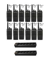 Set van 12 Motorola XT420 UHF IP55 Portofoon met multilader en D-shape oortjes