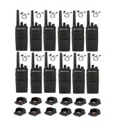 Set van 12 Motorola XT420 UHF IP55 PMR446 Portofoon met laders en D-shape oortje M1 2-pins