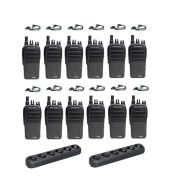 Set van 12 Wouxun KG-D828 Dualband DMR portofoons met D-shape oortjes en 2 multiladers