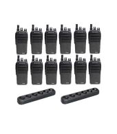 Set van 12 Wouxun KG-D828 Dualband DMR Tier2 portofoons met 2 multiladers