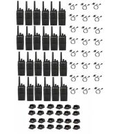 Set van 24 Motorola XT420 UHF IP55 PMR446 Portofoon met laders en D-shape oortje M1 2-pins