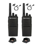 Set van 2 Motorola XT420 UHF IP55 PMR446 met laders en D-shape oortje M1 2-Pins 