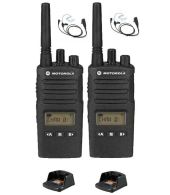 Set van 2 Motorola XT460 IP55 PMR446 met beveiliging oortje M1 en tafellader 