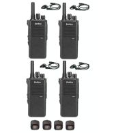 Set van 4 Inrico T522A IP66 4G LTE POC Zello Portofoon K1 2-Pins met D-shape oortje