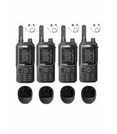 Set van 4 Inrico T320 V2 4G LTE Zello Portofoon, GPS, Wifi met tafellader en D-shape oortje