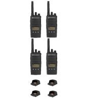 Set van 4 Motorola XT460 IP55 PMR446 Portofoon met display en tafellader 