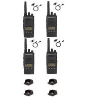 Set van 4 Motorola XT460 IP55 PMR446 met D-shape oortje M1 en tafellader 