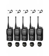 Set van 5 Wouxun KG-819 UHF IP55 PMR446 Portofoons met beveiliging oortje