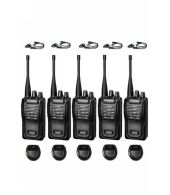 Set van 5 Wouxun KG-819 UHF IP55 PMR446 Portofoons met D-shape oortje