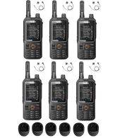 Set van 6  Inrico T320 V2 4G LTE Zello Portofoon, GPS, Wifi met tafellader en D-shape oortje