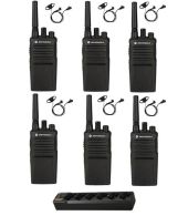 Set van 6 Motorola XT420 UHF IP55 Portofoon met multilader en D-shape oortjes