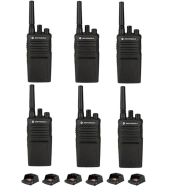 Set van 6 Motorola XT420 UHF IP55 PMR446 Portofoon met laders