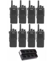 Set van 8 Inrico T522A IP66 4G LTE POC Zello Portofoon K1 2-Pins met multilader