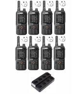 Set van 8 Inrico T320 V2 4G LTE Zello Portofoon, GPS, Wifi met multilader en D-shape oortje