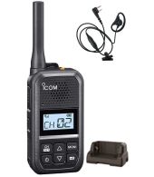 Icom IC-U20SR IP54 mini Portofoon met tafel lader en D-shape oortje