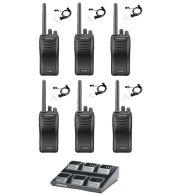 Set van 6 stuks Kenwood TK-3501 PMR446 met beveiliging oortje en multilader