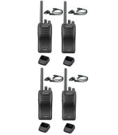 Set van 4 stuks Kenwood TK-3501 PMR446 met D-shape oortje en tafelladers