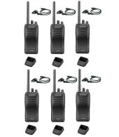 Set van 6 stuks Kenwood TK-3501 PMR446 met  D-shape oortje en tafelladers