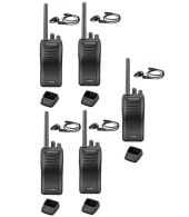 Set van 5 stuks Kenwood TK-3501 PMR446 met  D-shape oortje en tafelladers