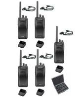 Set van 5 stuks Kenwood TK-3501 met koffer, D-shape oortje en laders