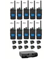 Set van 10 Caltta PH660 UHF DMR GPS, Bluetooth, tafellader, beveiliging oortje en koffer