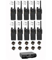 Set van 10 Hytera HP605 UHF DMR IP67 5Watt met tafellader beveiligingoortje en koffer