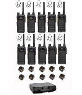 Set van 10 Hytera HP605 UHF DMR IP67 5Watt met tafellader C-hook oortje en koffer