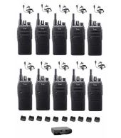 Set van 10 Icom IC-F29SR2 UHF PMR446 IP67 Waterdicht met beveiliging oortje en koffer