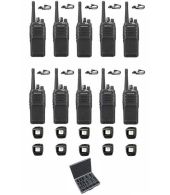 Set van 10 Kenwood NX-1300NE3 UHF Nexedge IP54 5Watt met tafellader, D-shape oortje en koffer