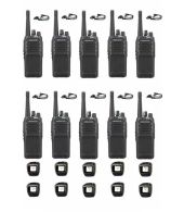 Set van 10 Kenwood NX-1300NE3 UHF Nexedge IP54 5Watt Portofoon met tafellader en D-shape oortje