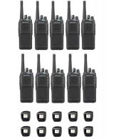 Set van 10 Kenwood NX-1300NE3 UHF Nexedge IP54 5Watt Portofoon met tafellader en beveiligingoortje