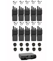 Set van 10 Motorola R2 UHF Analoog IP55 5Watt tafellader D-shape oortje en koffer