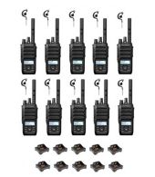 Set van 10 Motorola R5 UHF DMR IP67 LKP 5 Watt met tafellader en G-shape oortje