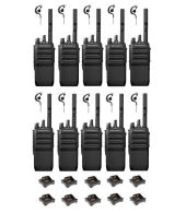 Set van 10 Motorola R5 UHF DMR IP67 NKP 5 Watt met tafellader en G-shape oortje