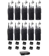 Set van 10 Icom IC-F29DR3 portofoons met beveiliging headsets en koffer