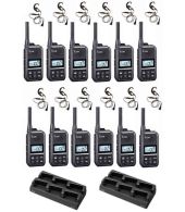 Set van 12 Icom IC-U20SR IP54 mini Portofoon met multilader en C-ring oortje