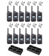 Set van 12 Icom IC-U20SR IP54 mini Portofoon met multilader en D-shape oortje