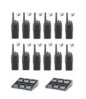 Set van 12 Kenwood NX-1300NE3 UHF Nexedge IP54 5Watt Portofoon met multilader en beveiligingoortje