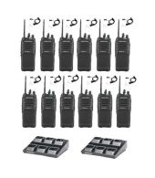 Set van 12 Kenwood TK-3701D IP55 Portofoon met 2 multiladers en beveiliging headsets