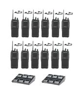 Set van 12 Kenwood TK-3701D IP55 Portofoon met 2 multiladers en D-shape headsets