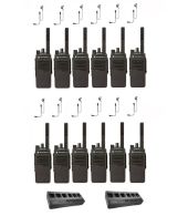 Set van 12 Motorola DP2400E Enhanced UHF DMR IP54 5watt met multilader en G-shape oortje