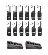 Set van 12 Motorola R5 UHF DMR IP67 LKP 5 Watt met multilader en beveiliging oortje 