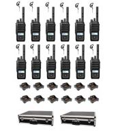 Set van 12 Motorola R5 UHF DMR IP67 LKP 5 Watt met tafellader G-shape oortje en koffer