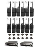 Set van 12 Motorola R5 UHF DMR IP67 NKP 5 Watt met tafellader beveiliging oortje en koffer