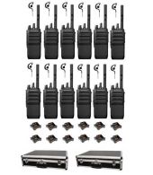 Set van 12 Motorola R5 UHF DMR IP67 NKP 5 Watt met tafellader G-shape oortje en koffer