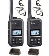 Set van 2 Icom IC-U20SR IP54 mini Portofoon met tafel lader en C-ring oortje