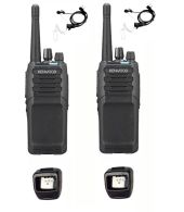 Set van 2 Kenwood NX-1300NE3 UHF Nexedge IP54 5Watt Portofoon met tafellader en beveiligingoortje